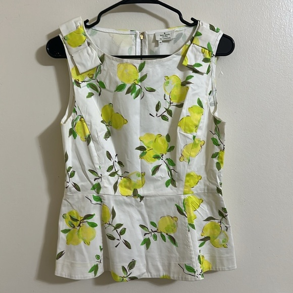 EUC Kate Spade Thalia Lemon Peplum Top size 10 - Picture 3 of 5